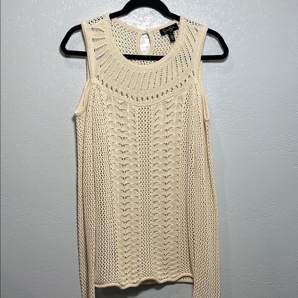 Jessica Simpson Cream Knit Sleeveless Top